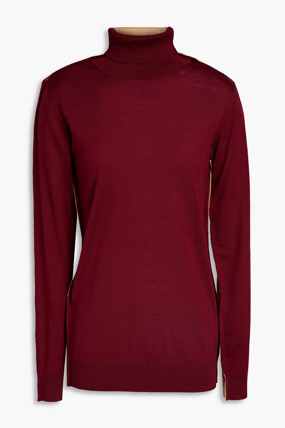 Marni Woman Turtleneck Camel Size 6 Virgin Wool In Plum