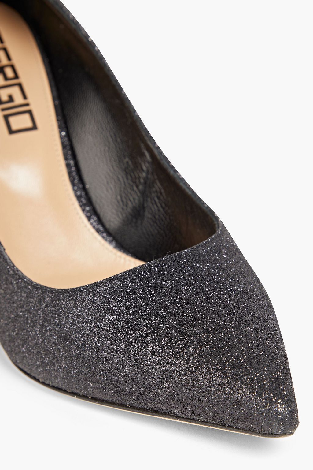SERGIO ROSSI Glittered faux leather pumps