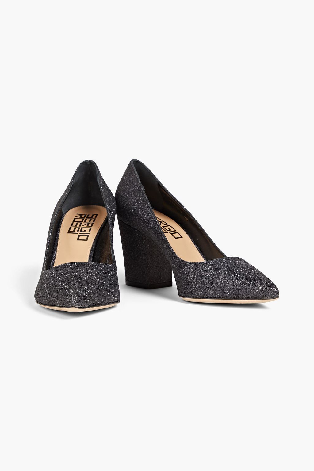 SERGIO ROSSI Glittered faux leather pumps