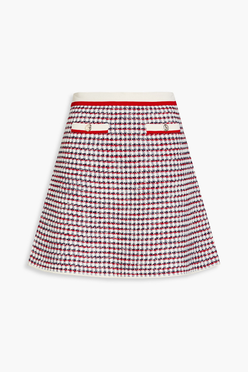 Sandro Button-embellished Tweed Mini Skirt In Ivory