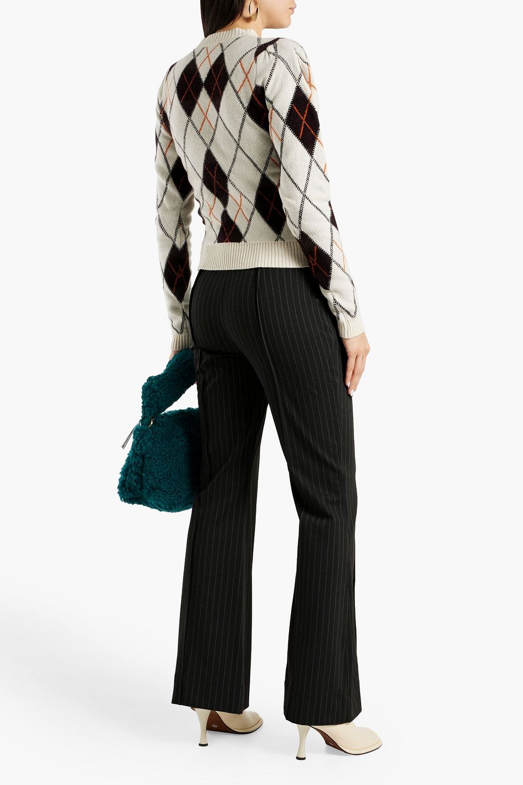 GANNI Pinstriped twill flared pants