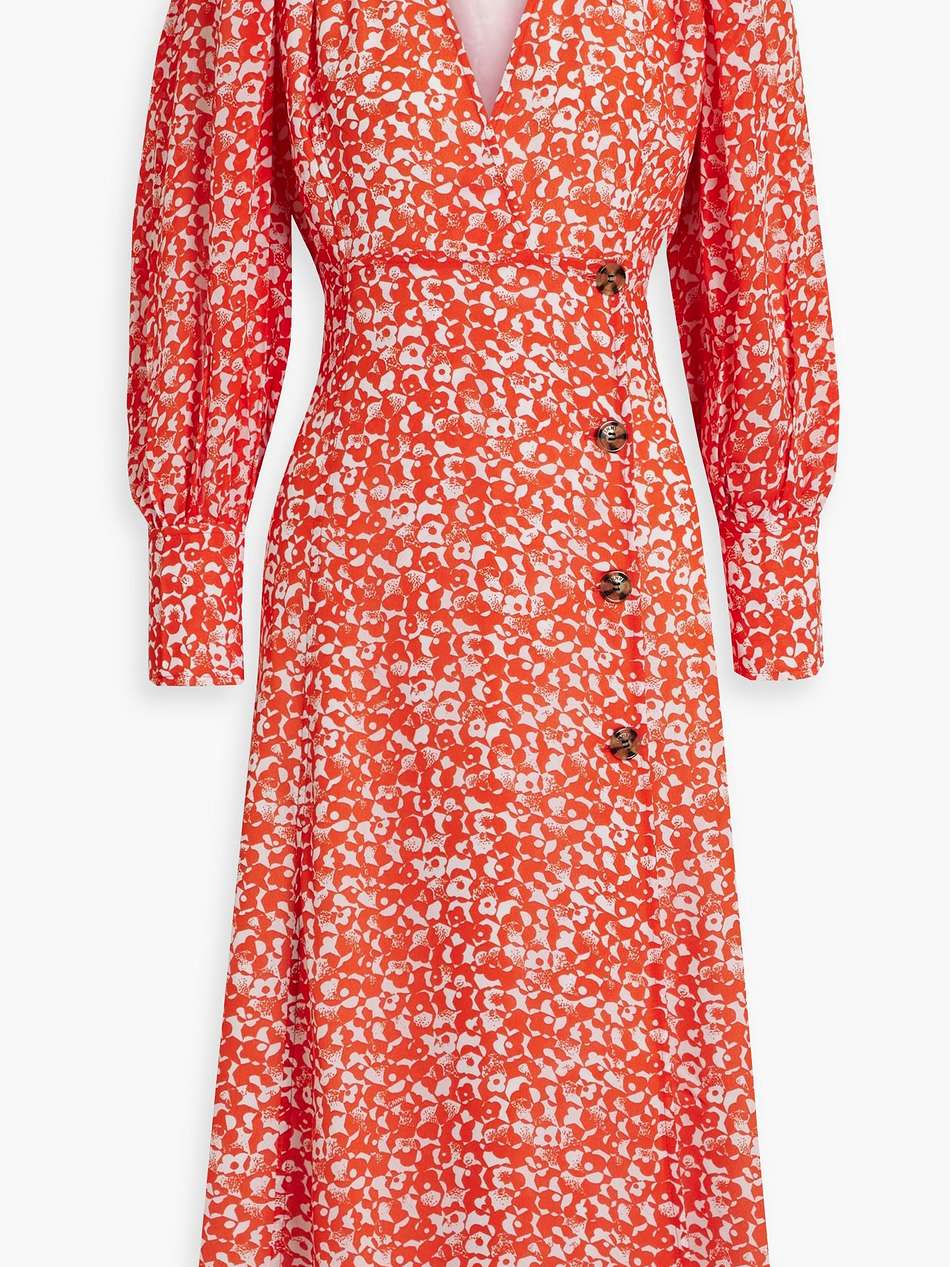 printed crepe midi dress