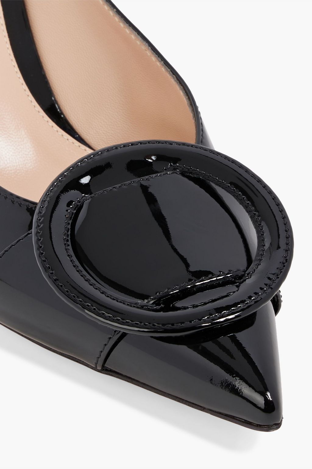 GIANVITO ROSSI Ruby buckle-embellished patent-leather mules
