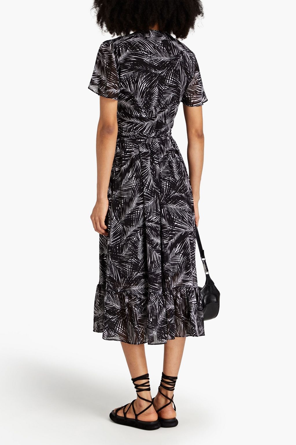 MICHAEL MICHAEL KORS Ruffle-trimmed printed chiffon midi wrap dress