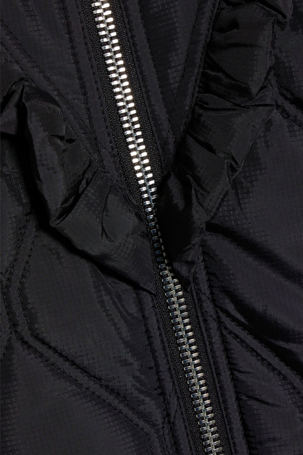 GANNI Ruffle-trimmed quilted shell jacket