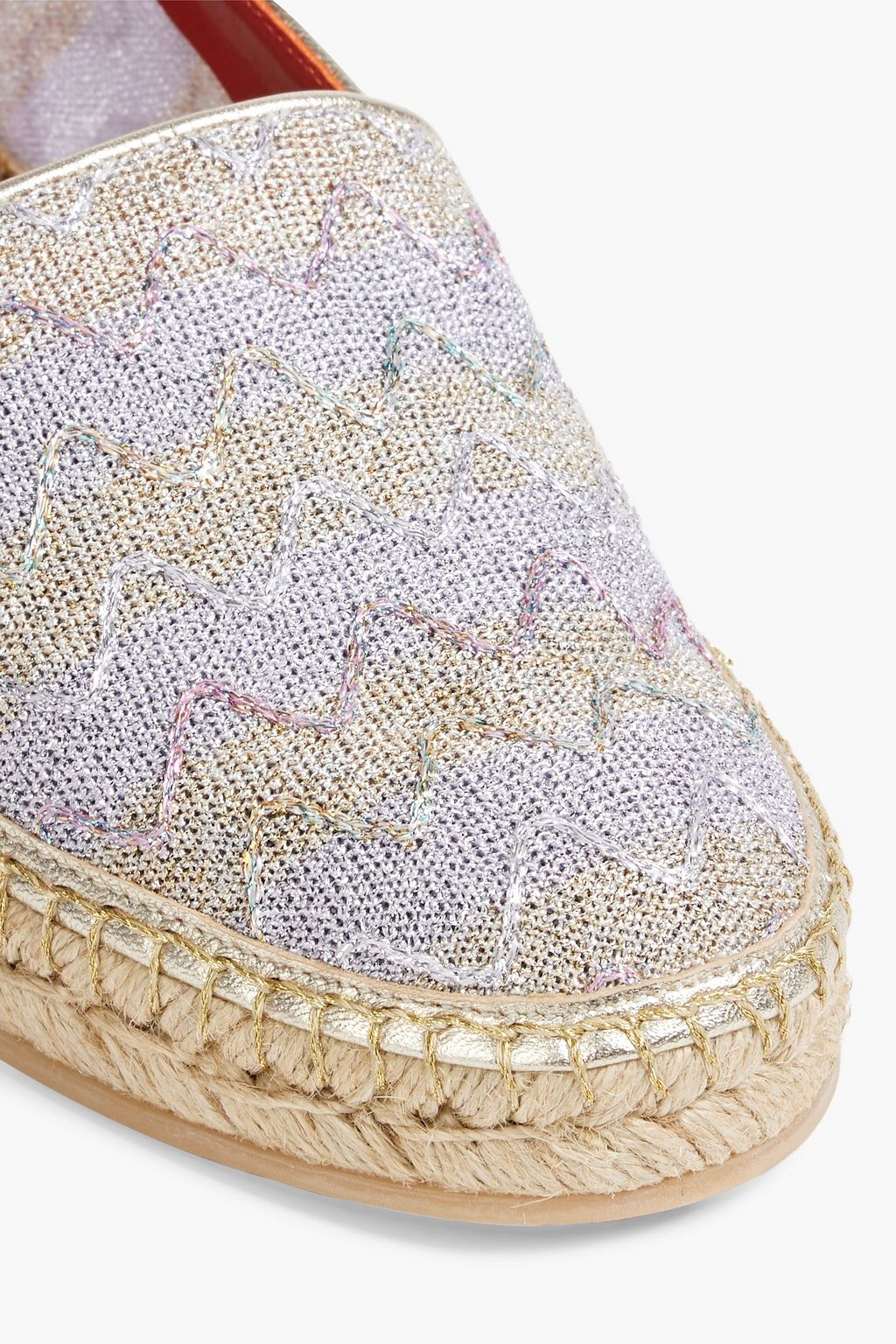 MISSONI Embroidered metallic crochet-knit espadrilles