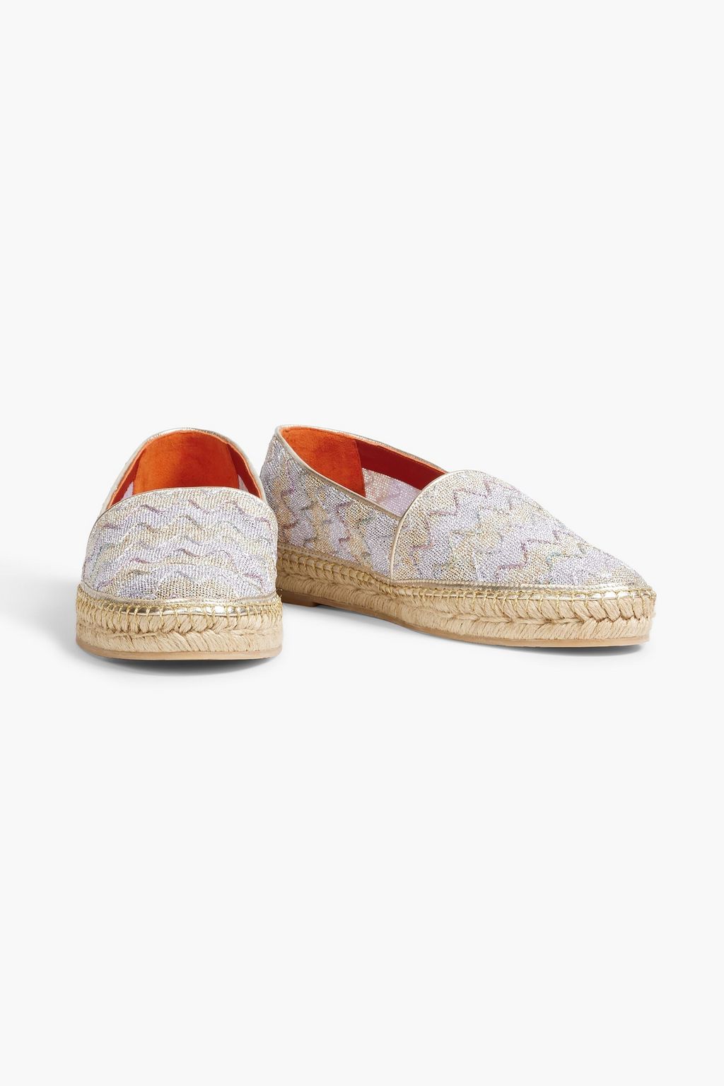 MISSONI Embroidered metallic crochet-knit espadrilles