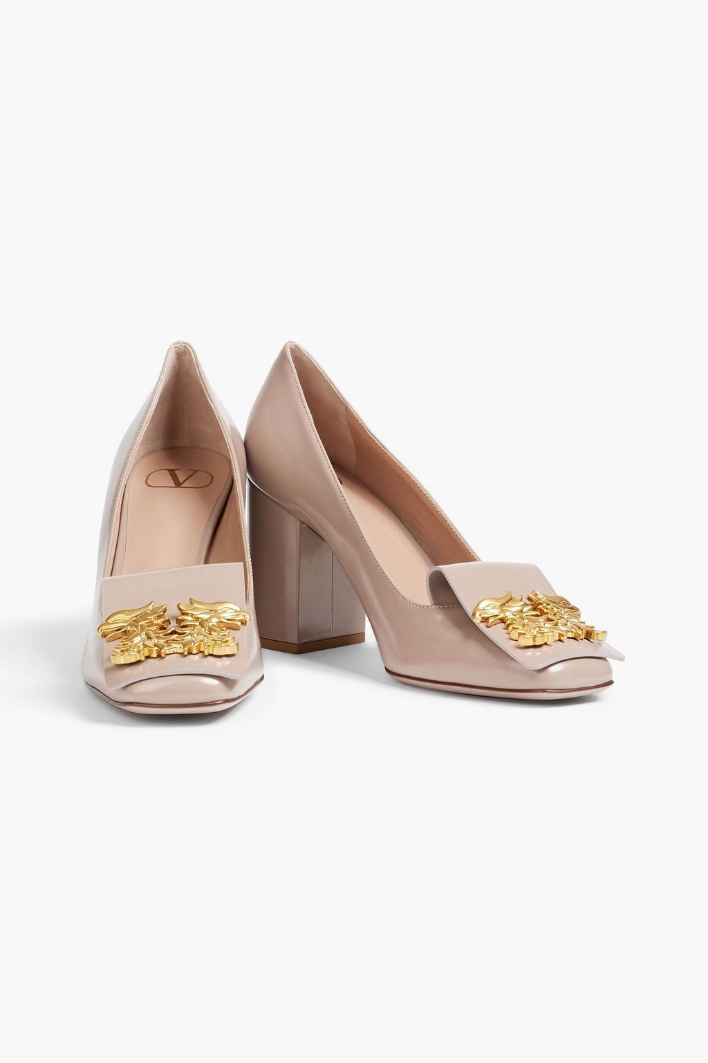 VALENTINO GARAVANI Maison Gryphons embellished suede pumps