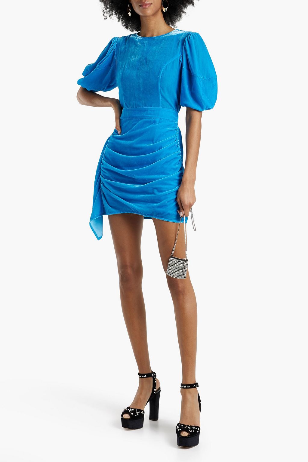 RHODE Pia draped velvet mini dress