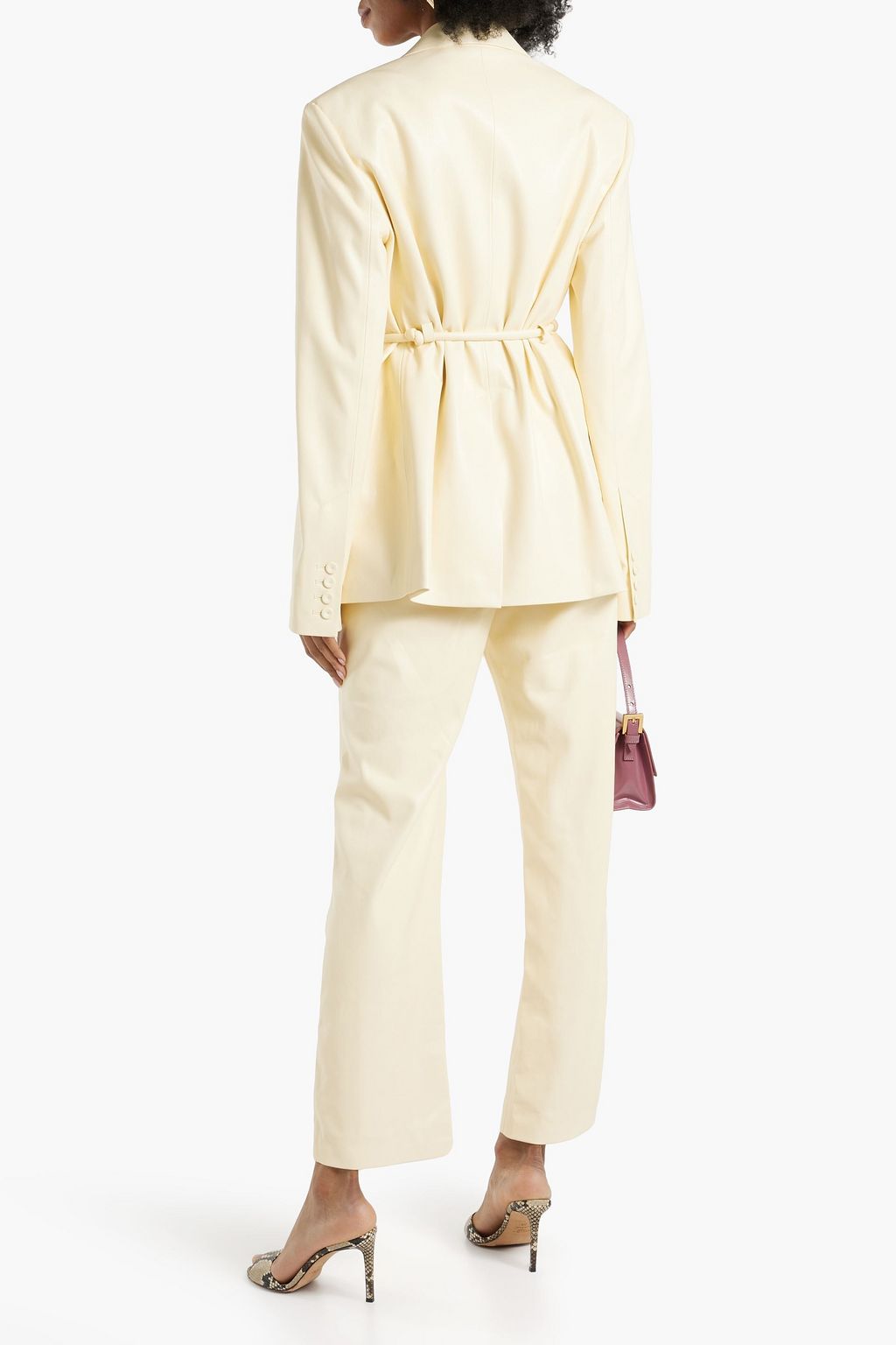 NANUSHKA Mariko belted vegan leather blazer