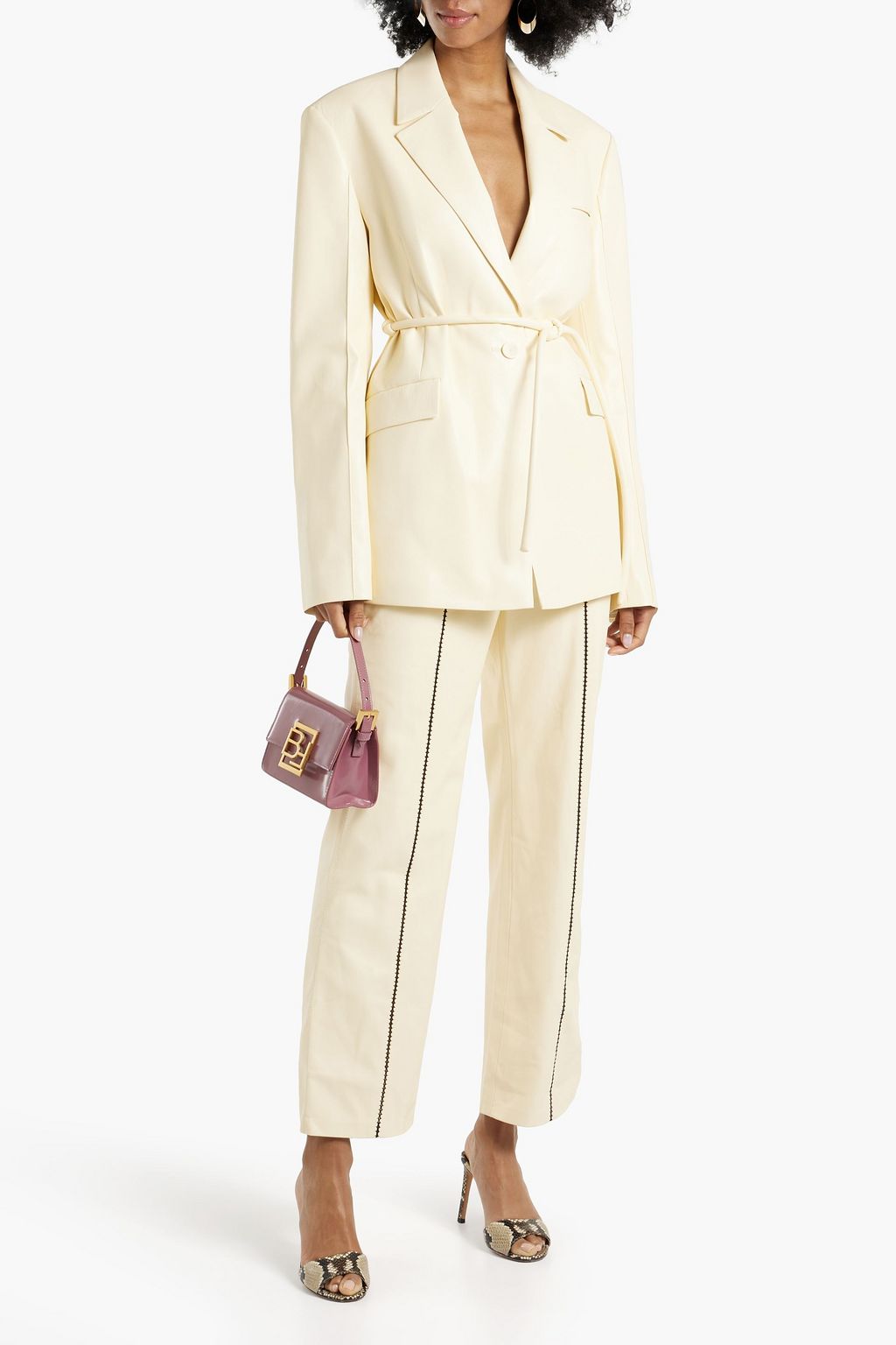 NANUSHKA Mariko belted vegan leather blazer