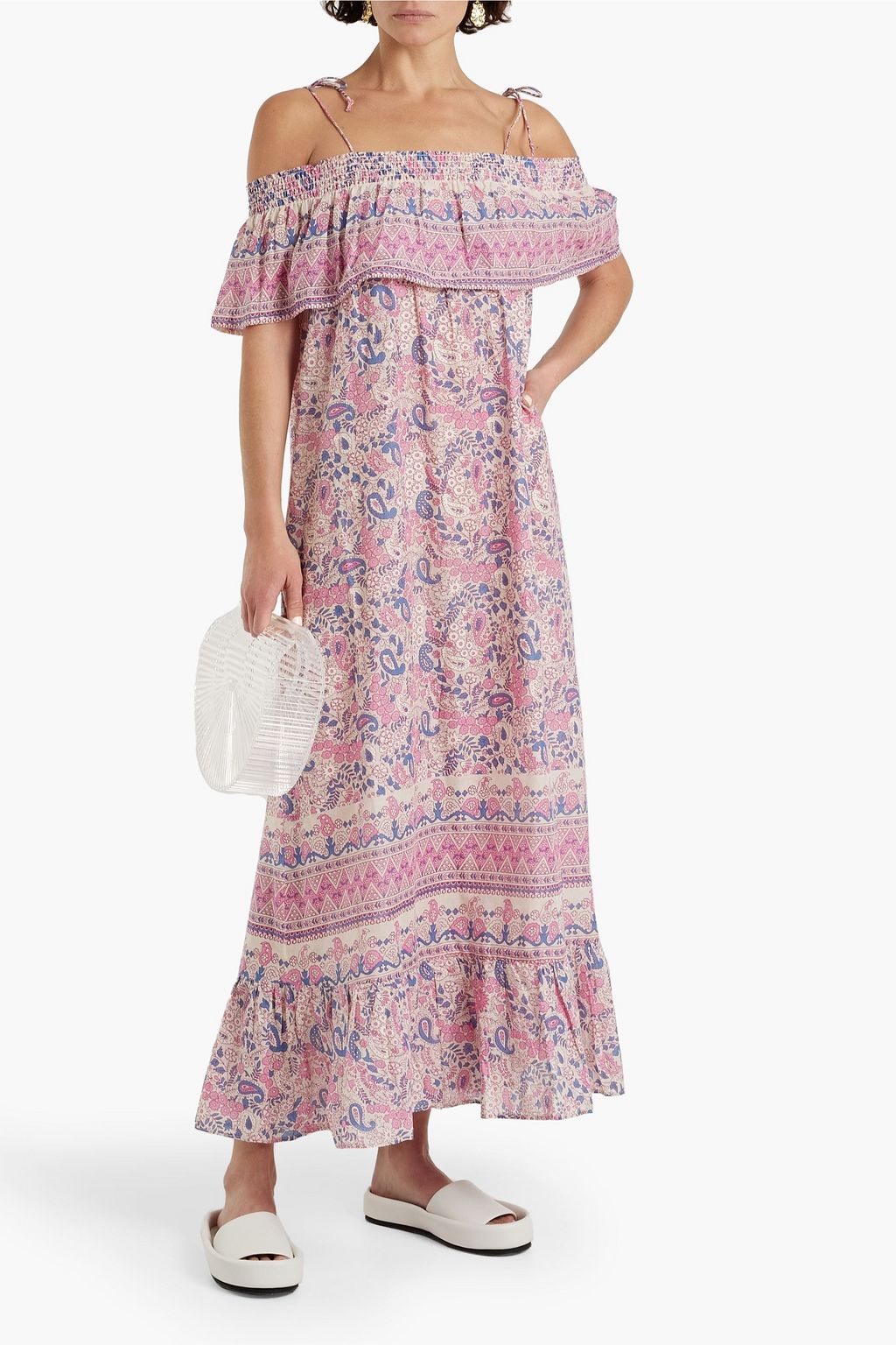 ANTIK BATIK Cold-shoulder paisley-print cotton-voile maxi dress