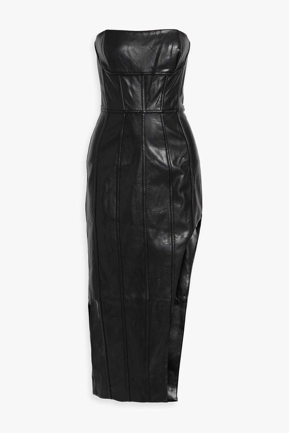 nicholas leather dress NICHOLAS Rina Strapless Mini Dress in Chocolate
