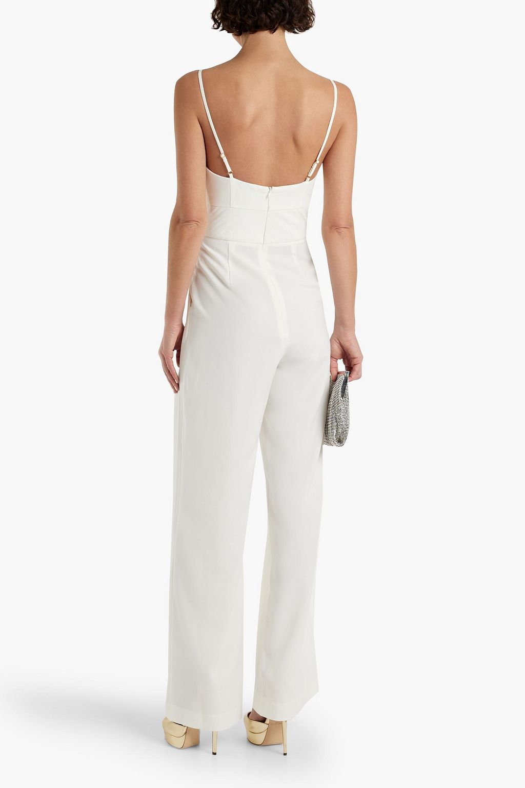 NICHOLAS Ziggy lace-up crepe wide-leg jumpsuit