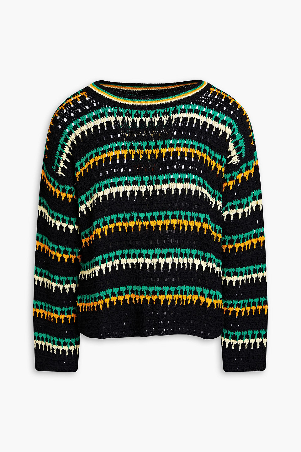 Sandro Striped Pointelle knit Sweater In Black ModeSens