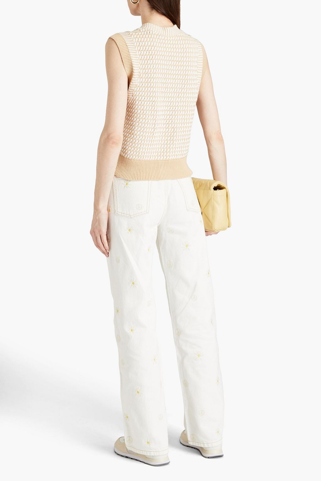 SANDRO Embroidered high-rise straight-leg jeans