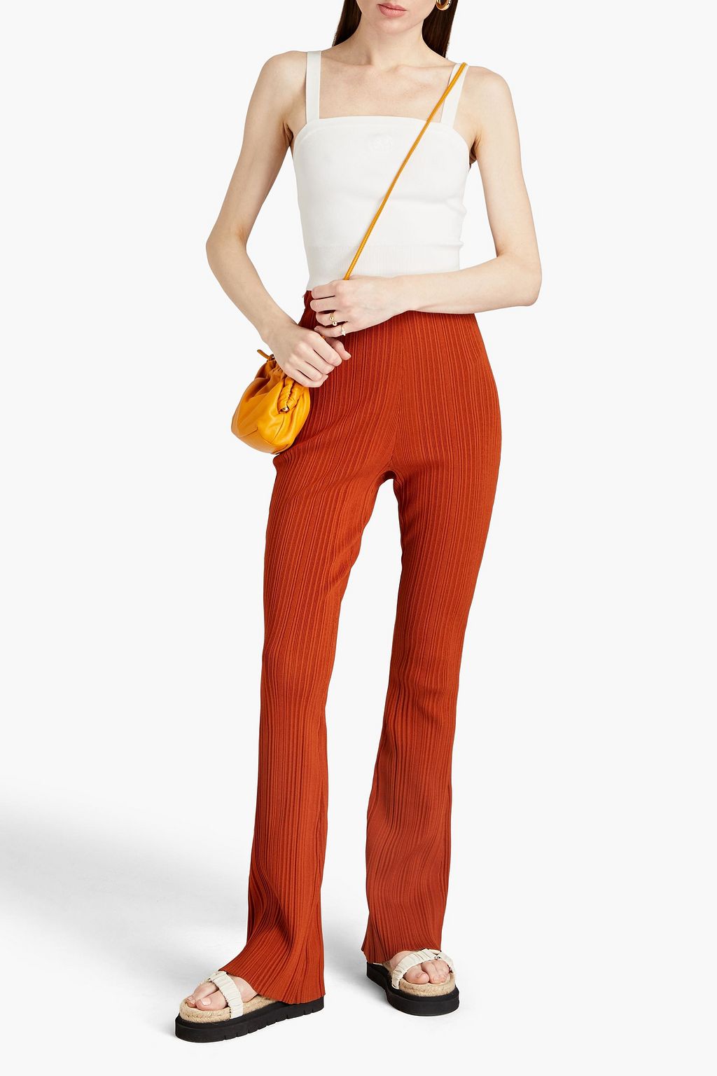 SANDRO Cropped stretch-knit top