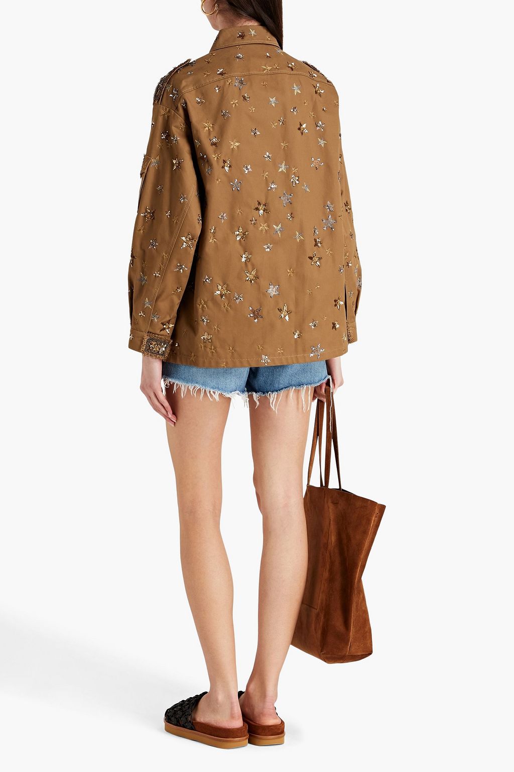 VALENTINO GARAVANI Sequin-embellished cotton-twill jacket