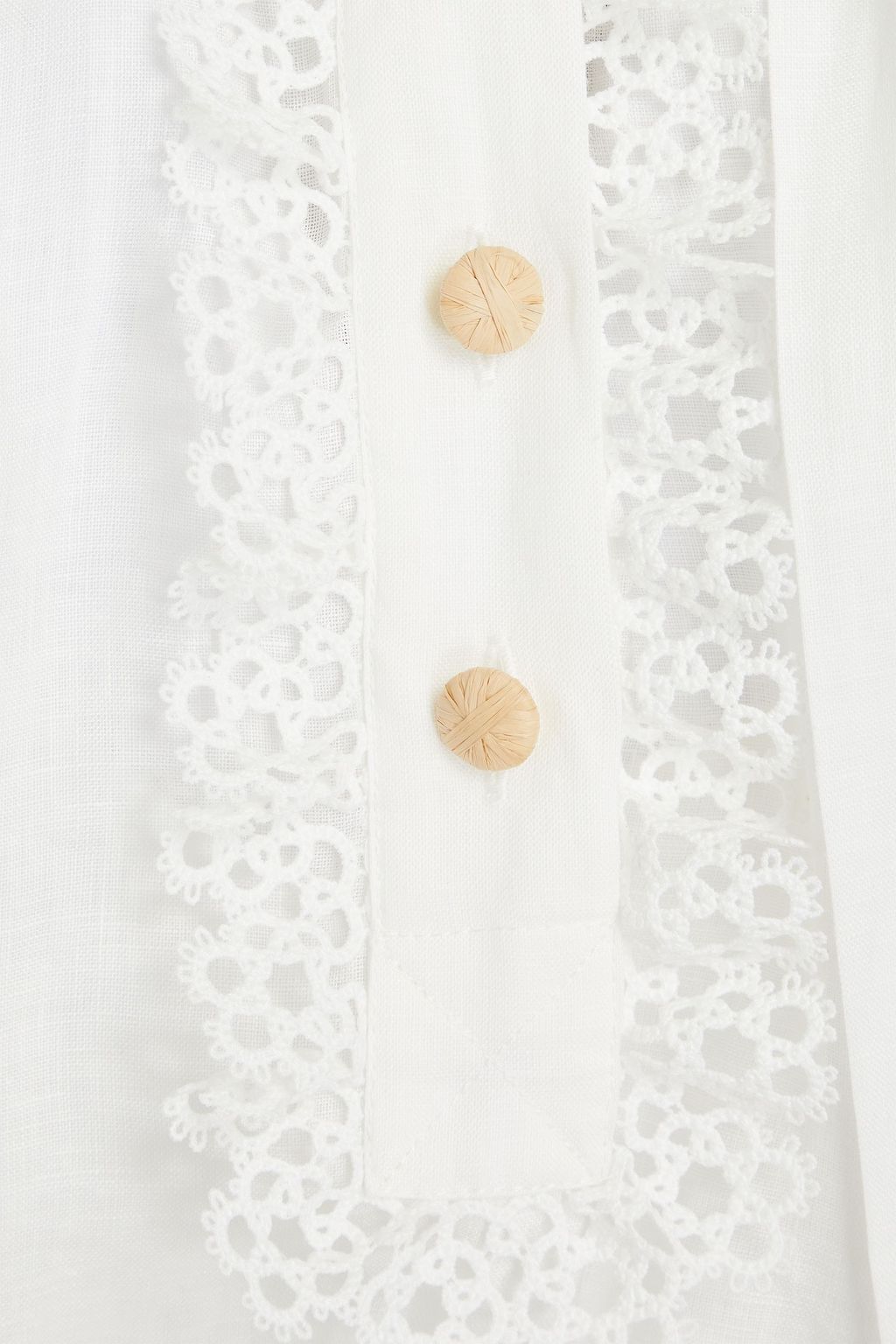 ZIMMERMANN Crochet-trimmed pussy-bow linen mini dress