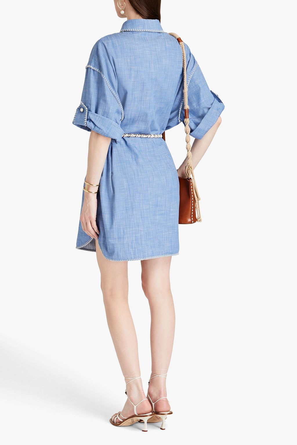 ZIMMERMANN コットンシャンブレー ミニシャツワンピース ベルト付き