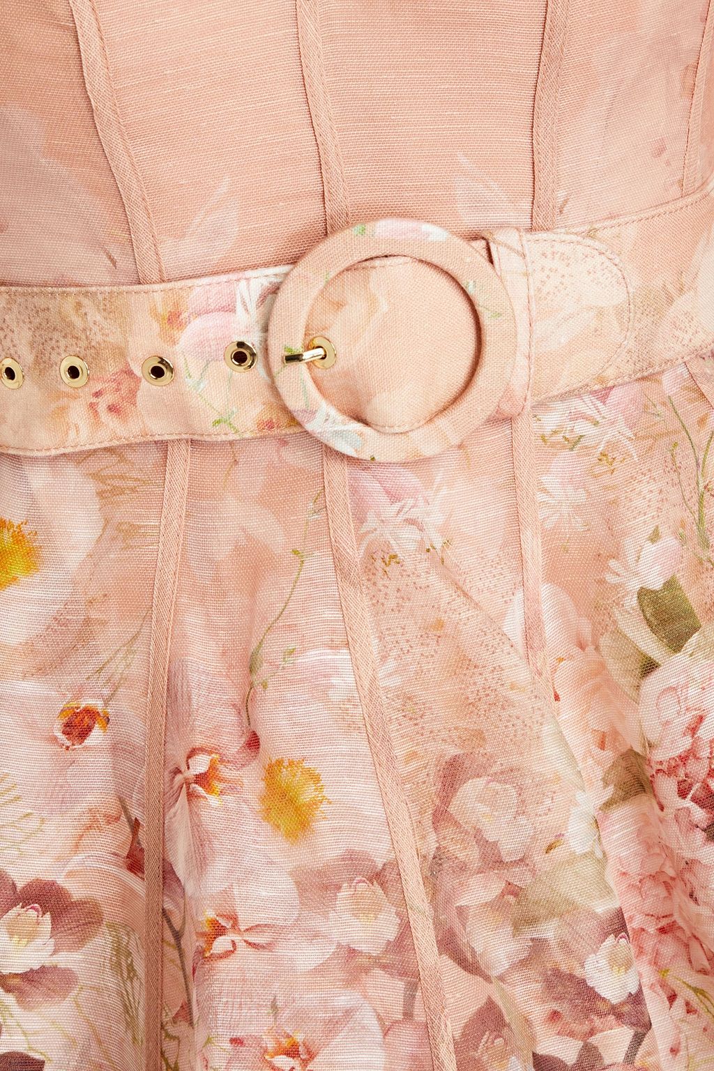 ZIMMERMANN Dancer belted floral-print silk and linen-blend mini dress