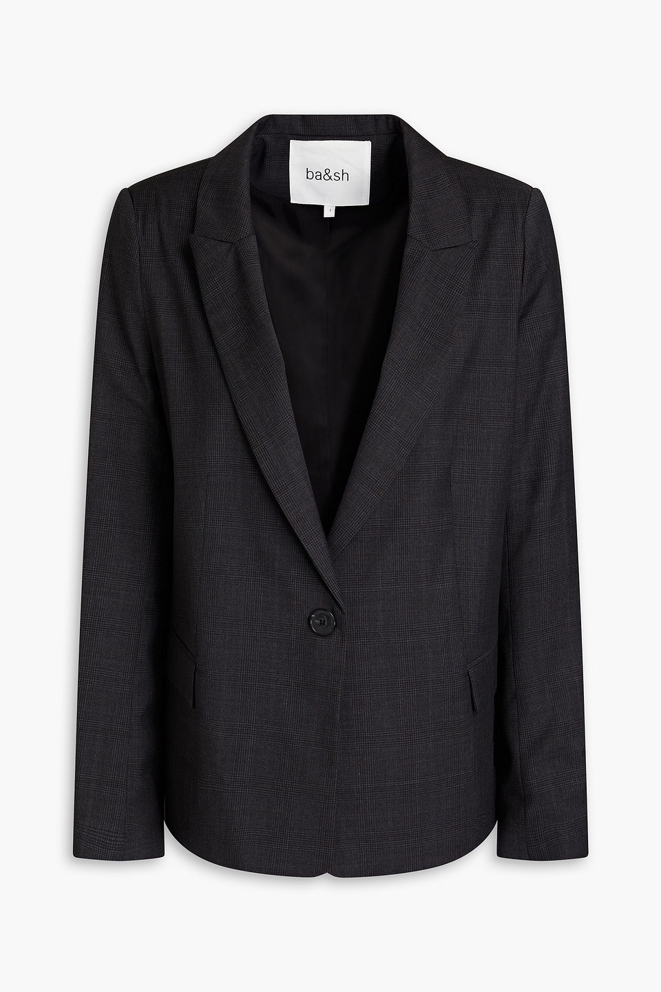 Ba&sh Toni Prince Of Wales Checked Wool-blend Blazer In Black
