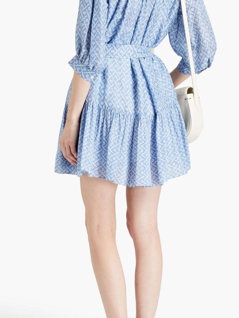 tiered floral-print crepe mini dress