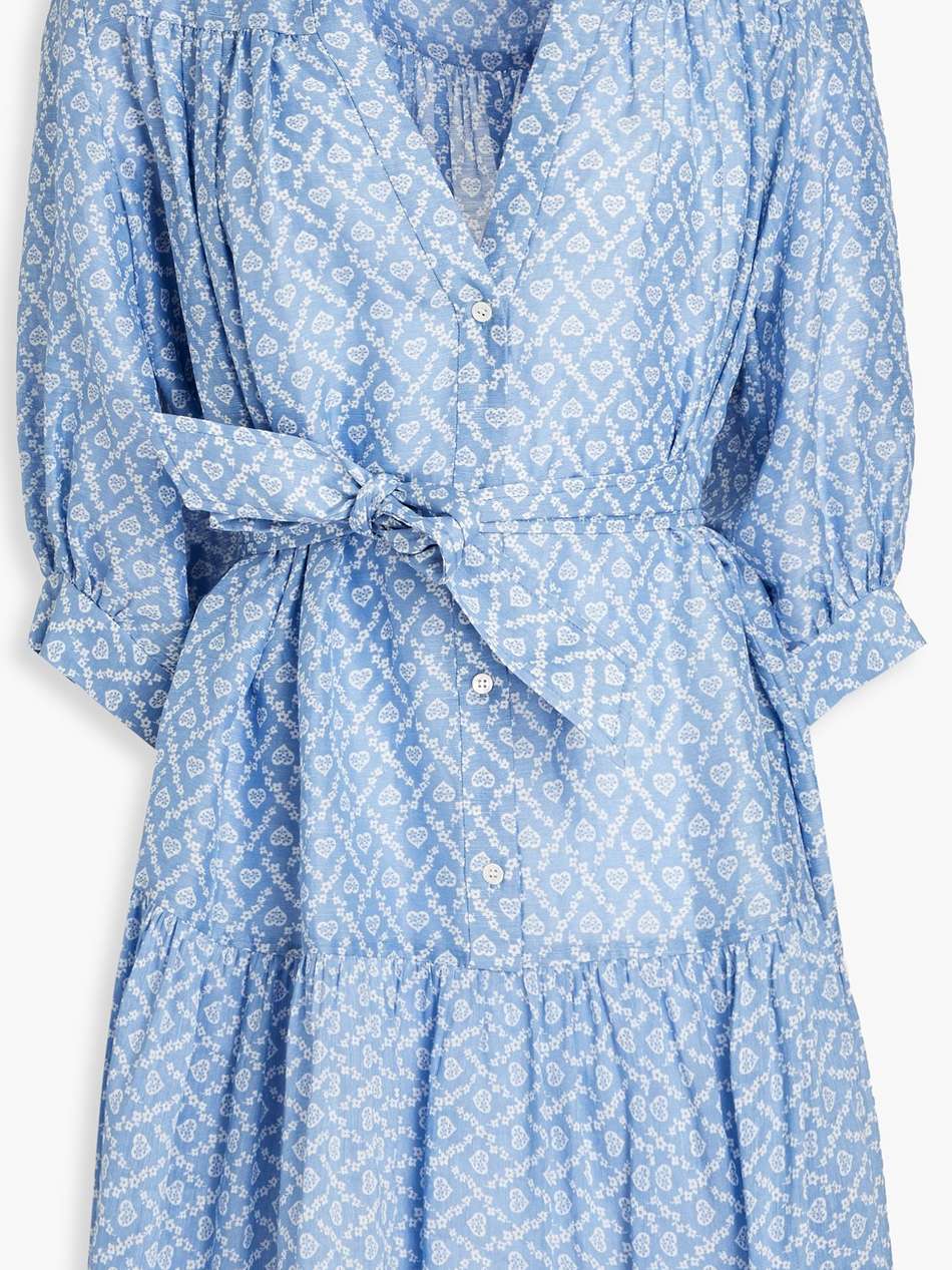 tiered floral-print crepe mini dress