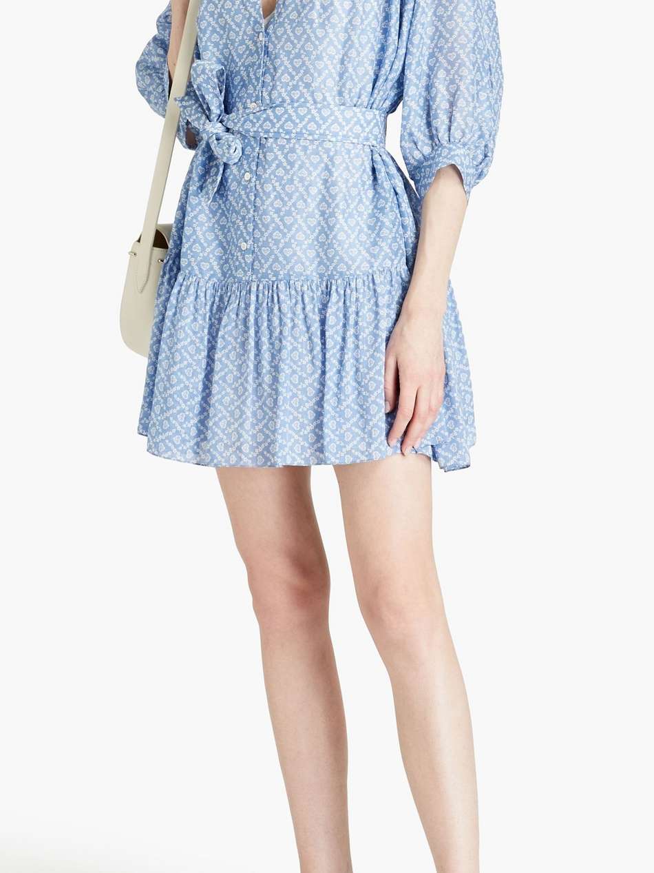 tiered floral-print crepe mini dress