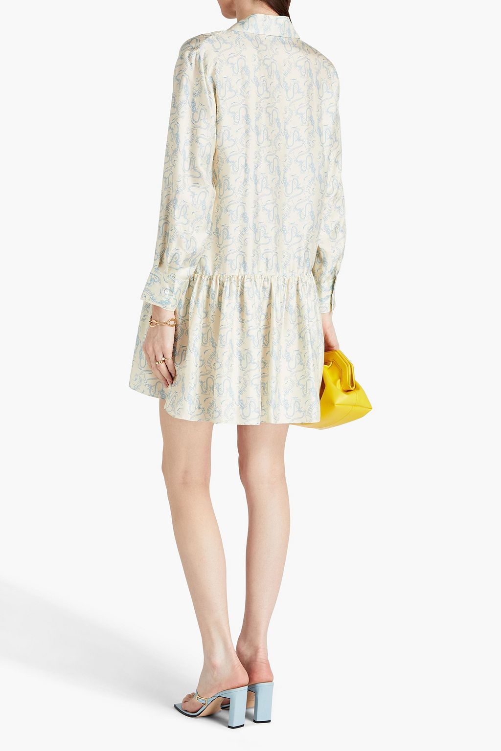 SANDRO Printed silk-twill mini shirt dress