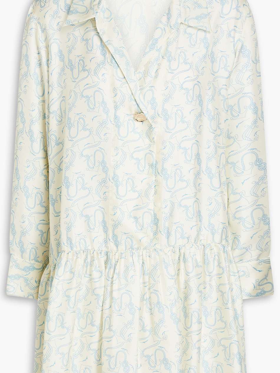 printed silk-twill mini shirt dress
