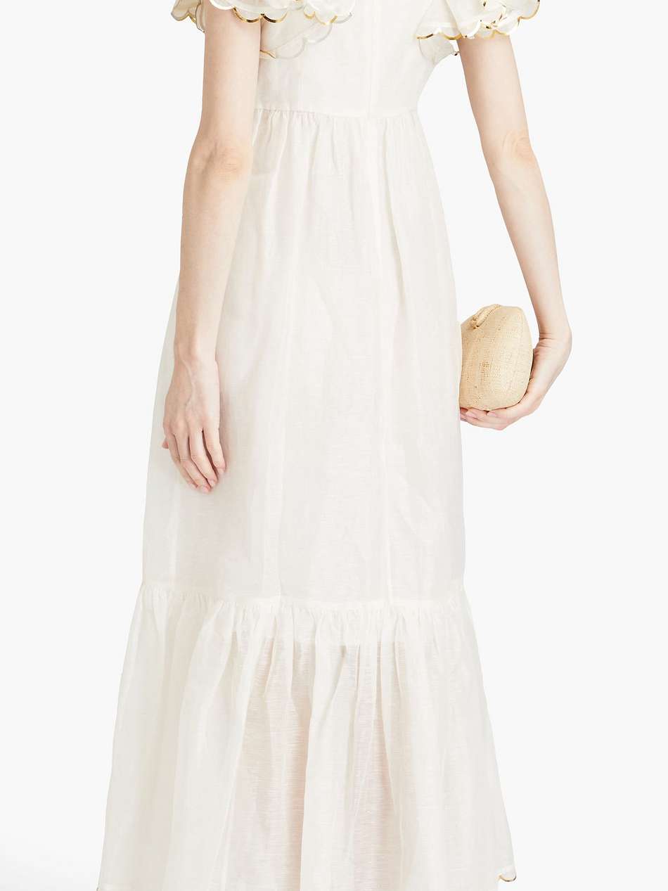 ruffled linen and silk-blend maxi dress