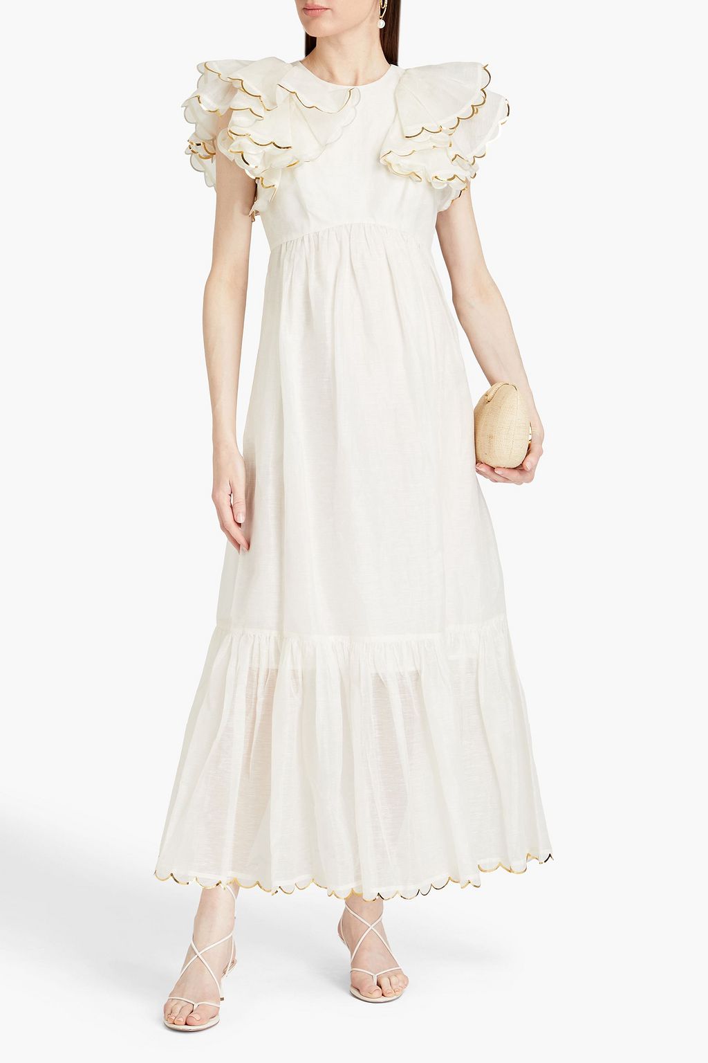 ZIMMERMANN Ruffled linen and silk blend maxi dress THE OUTNET