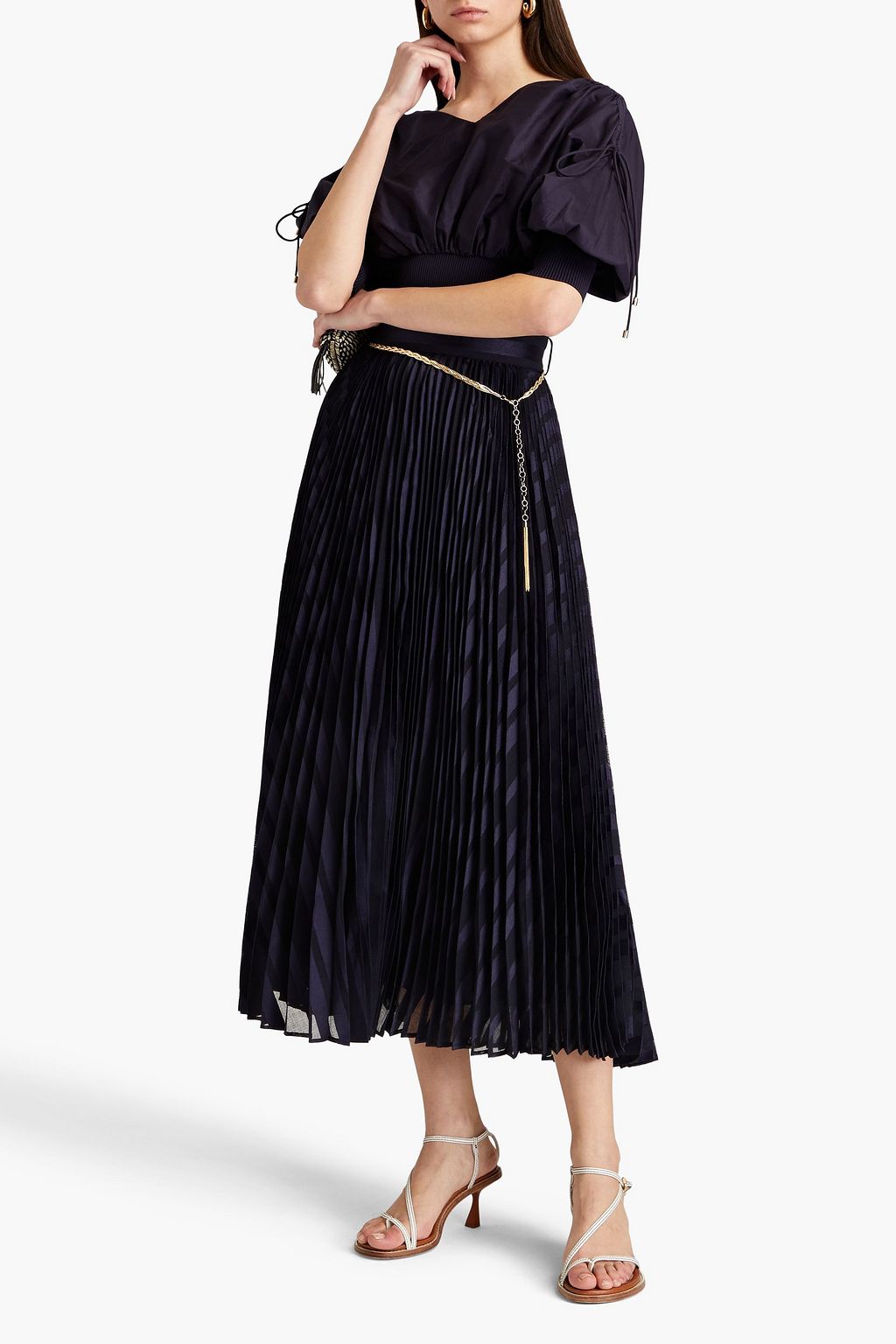 ZIMMERMANN Plissierter Midirock aus Jacquard