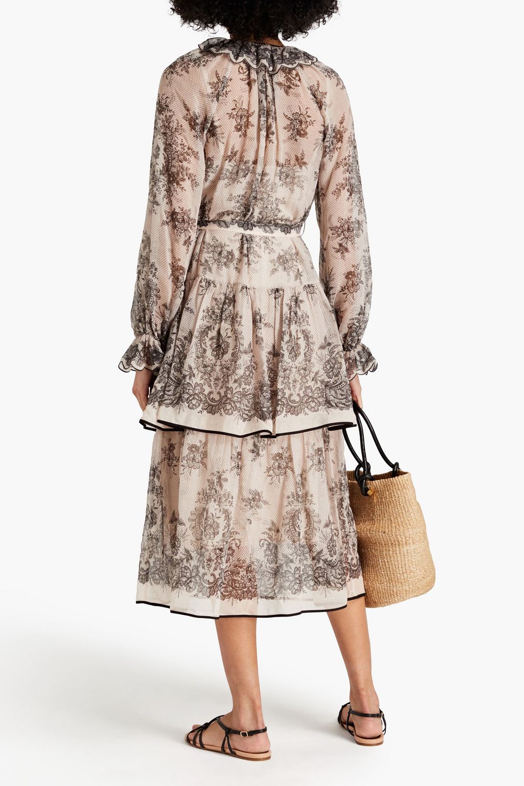 ZIMMERMANN Dancer tiered printed cotton and silk-blend midi dress