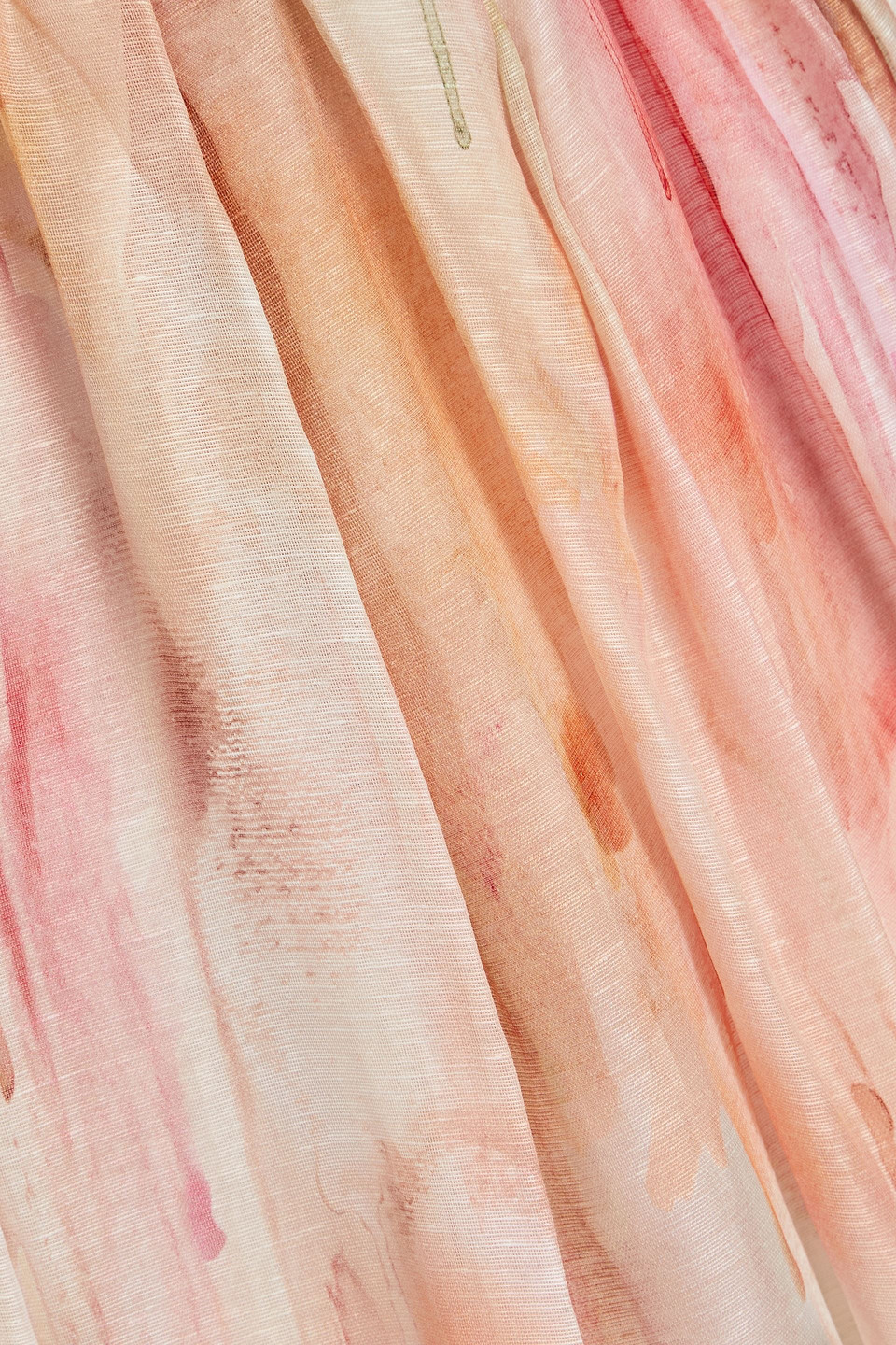 Zimmermann Dancer Printed Linen And Silk-blend Midi Skirt In Blush