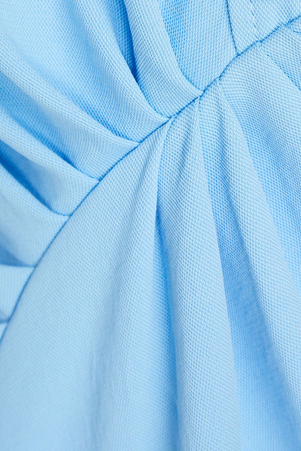 SANDRO Ruched piqué midi dress
