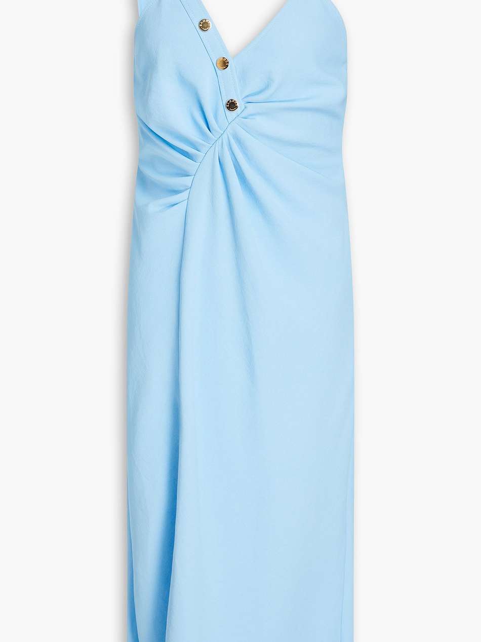ruched piqué midi dress