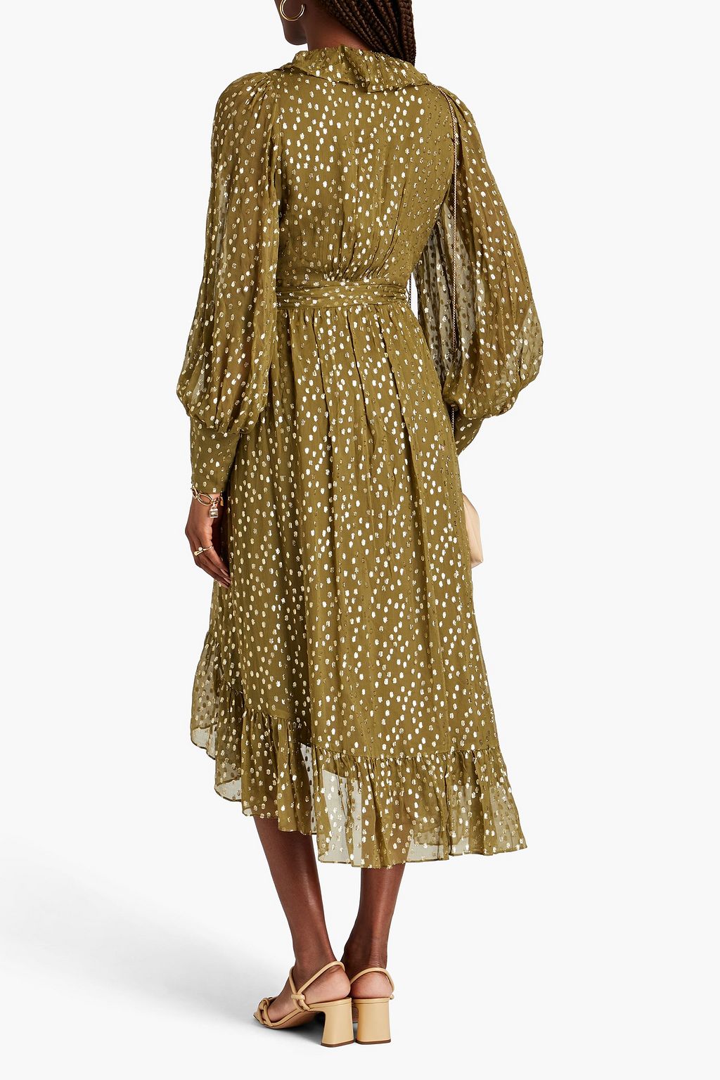 ZIMMERMANN Metallic fil coupé silk-blend midi wrap dress