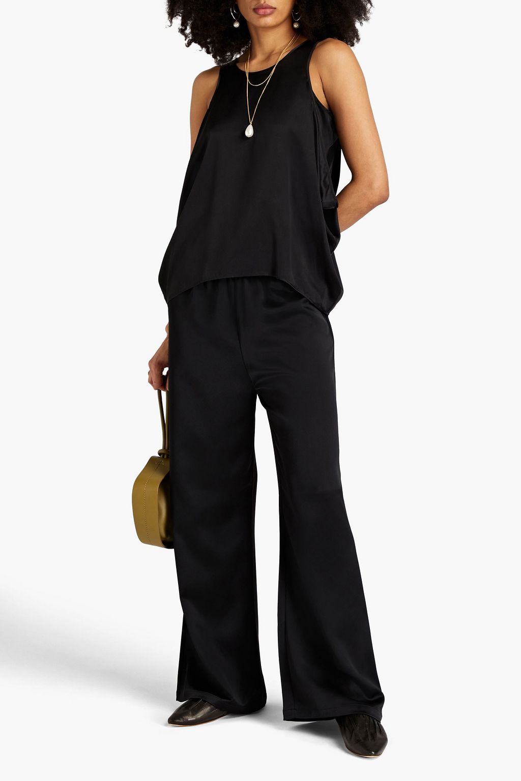 TOTEME Draped silk-satin top