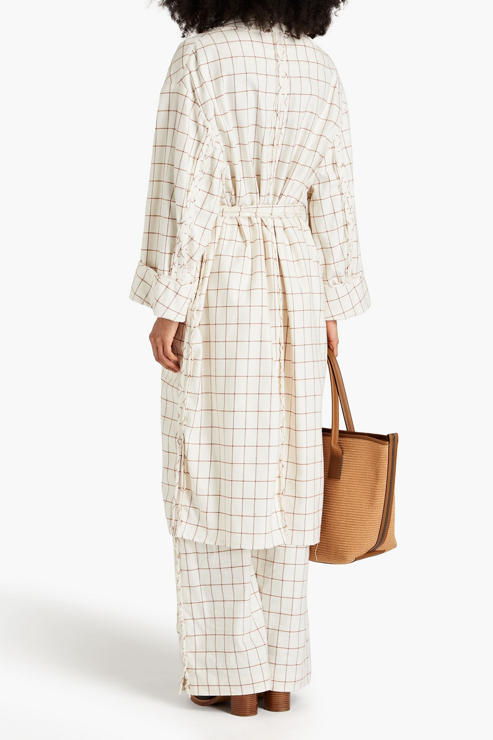 Zimmermann Dancer Checked Cotton-blend Twill Coat In Ivory