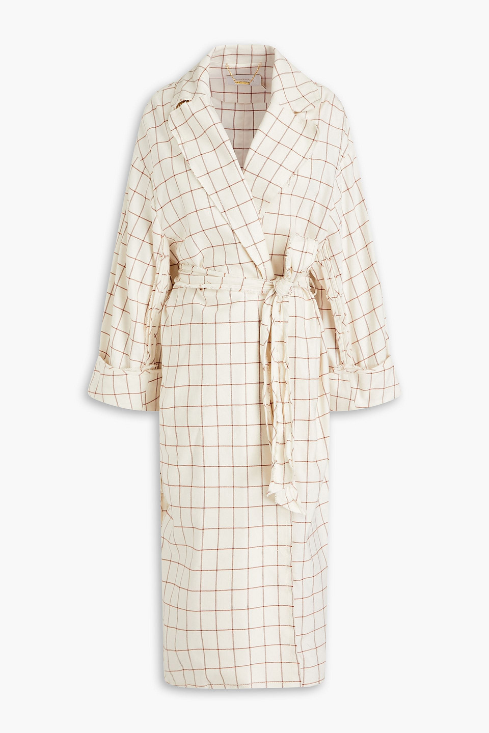 Zimmermann Dancer Checked Cotton-blend Twill Coat In Ivory