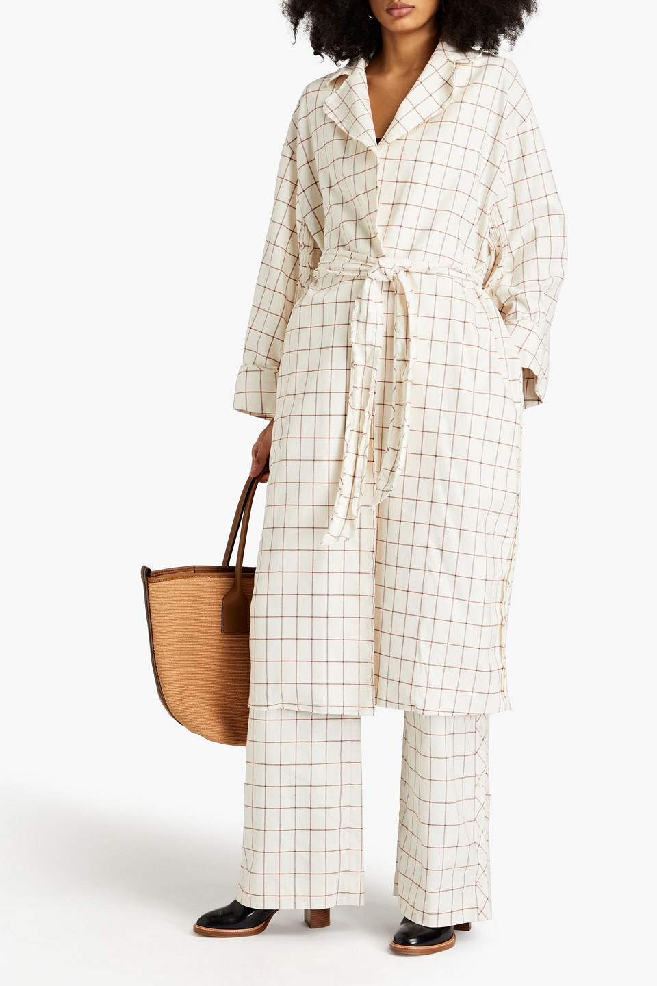 Zimmermann Dancer Checked Cotton-blend Twill Coat In Ivory