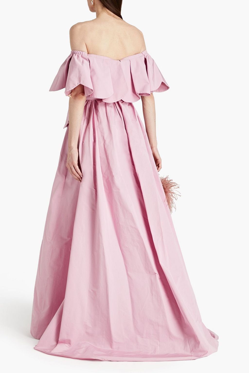 VALENTINO GARAVANI Off-the-shoulder cotton-blend drill gown