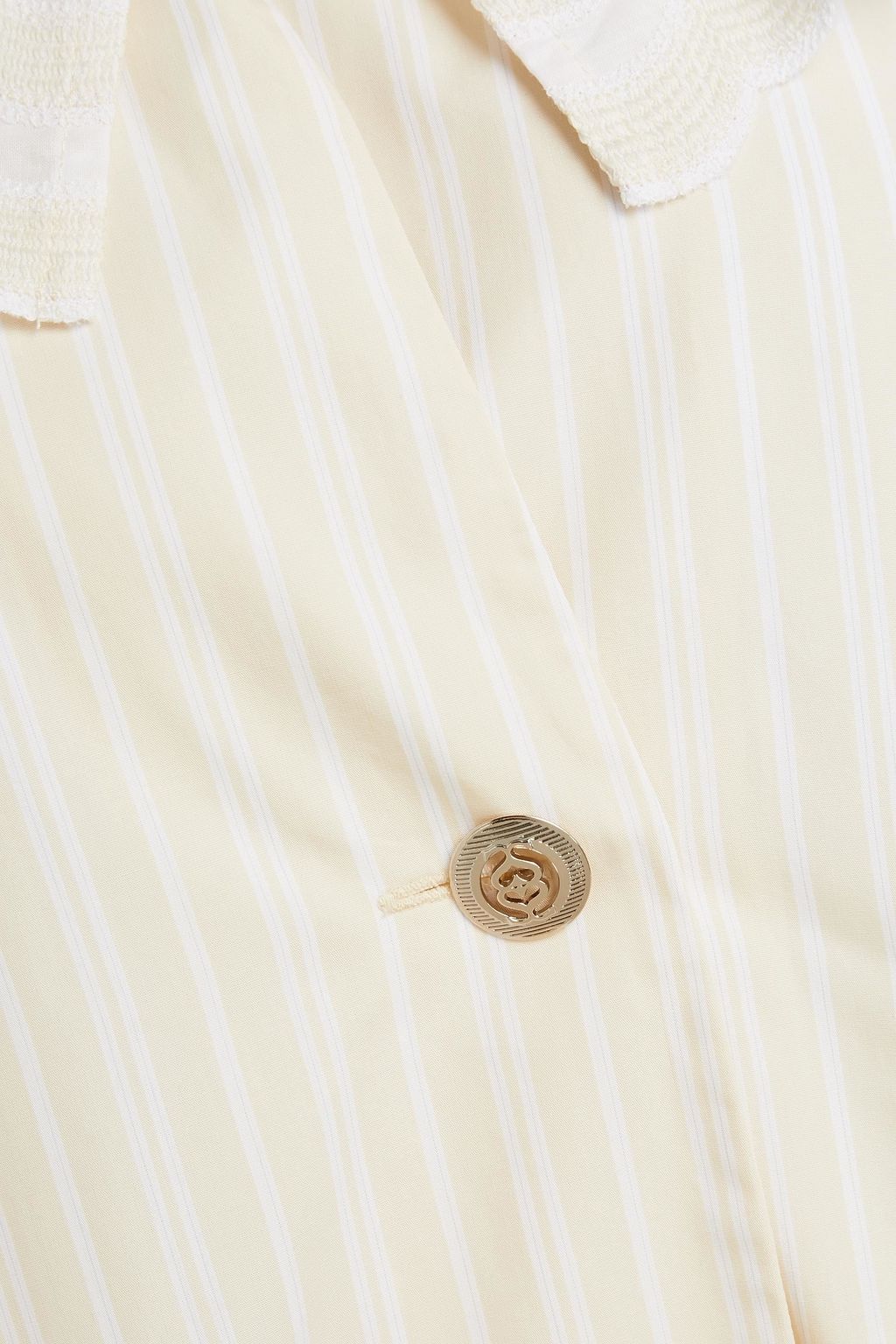 SANDRO Gathered striped cotton mini shirt dress