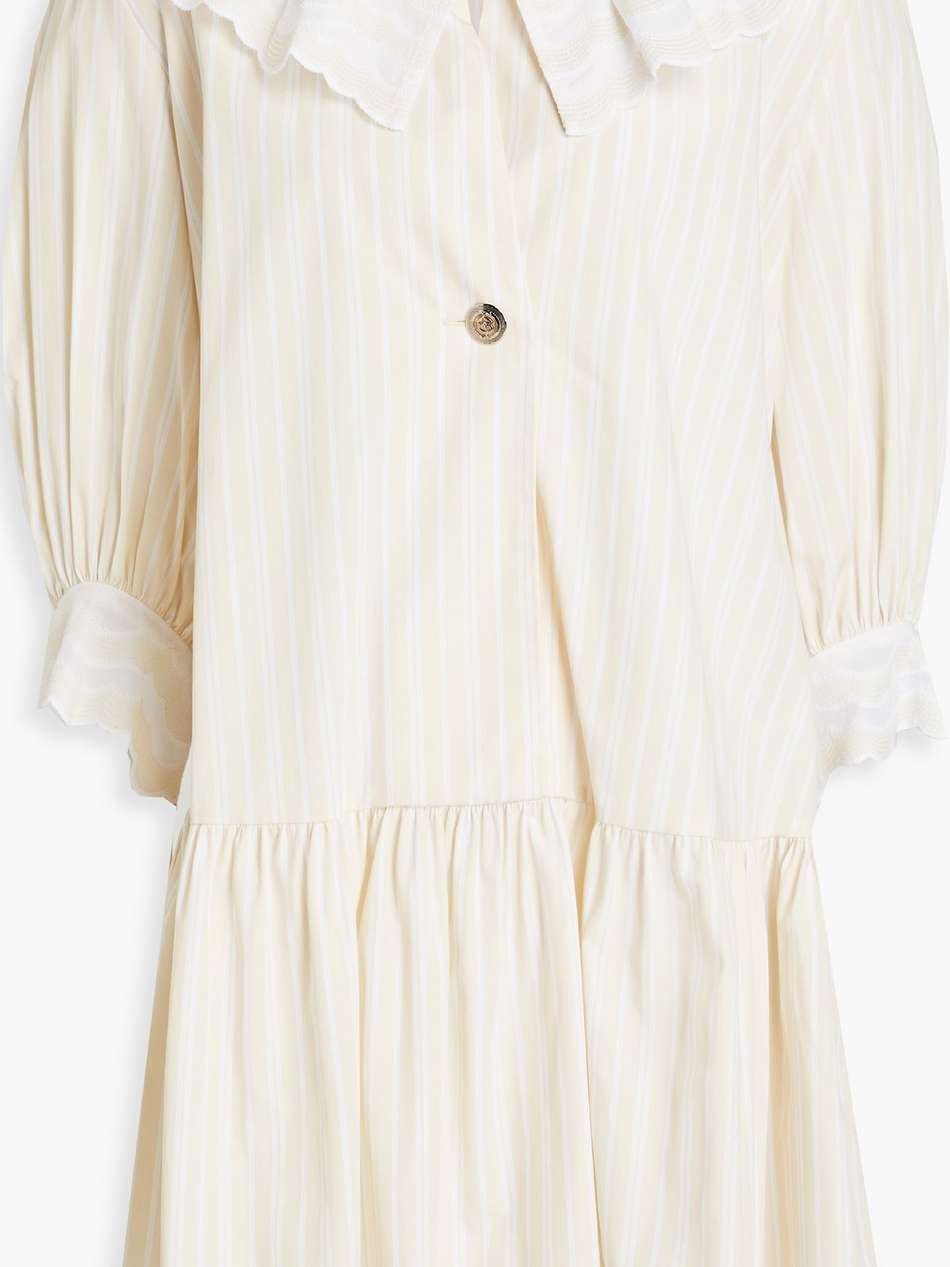 gathered striped cotton mini shirt dress