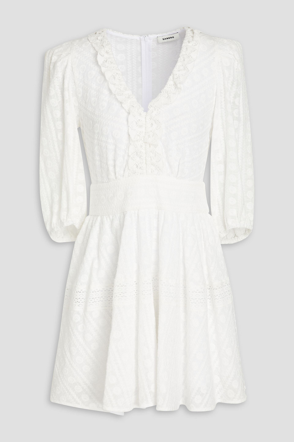 Sandro Gianni Embroidered Cotton Mini Dress In White