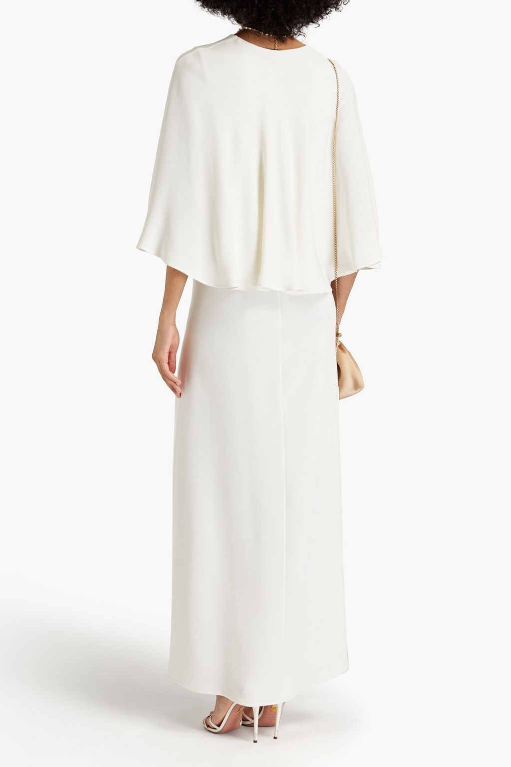 VALENTINO GARAVANI Cape-effect ruffled silk crepe de chine maxi dress