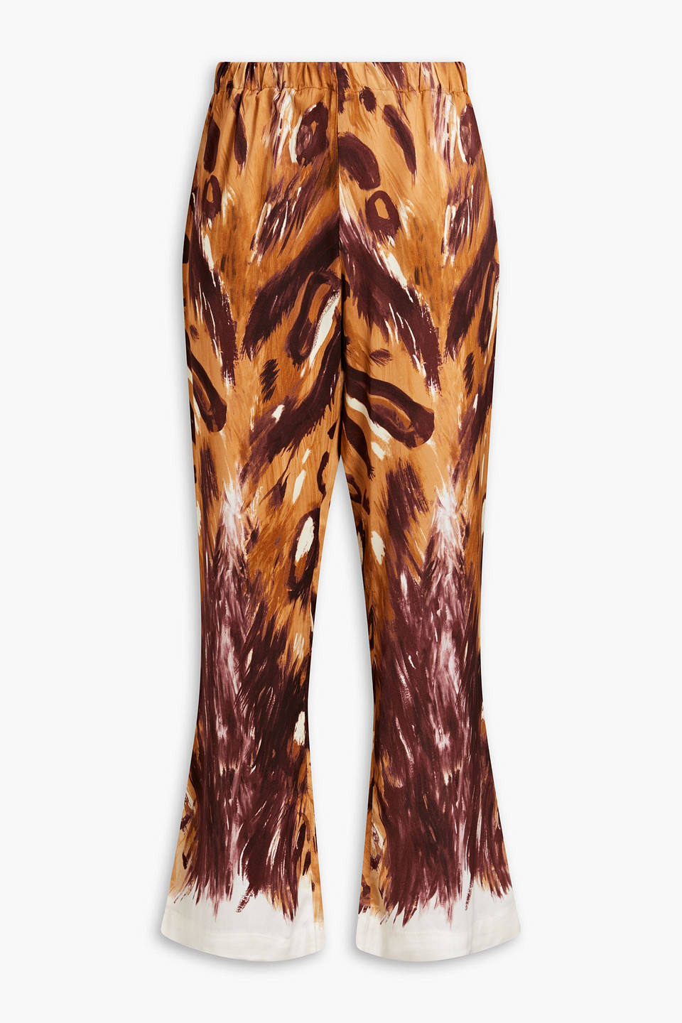 MARNI SABLÉ PRINTED SATIN FLARED PANTS,3074457345635211151