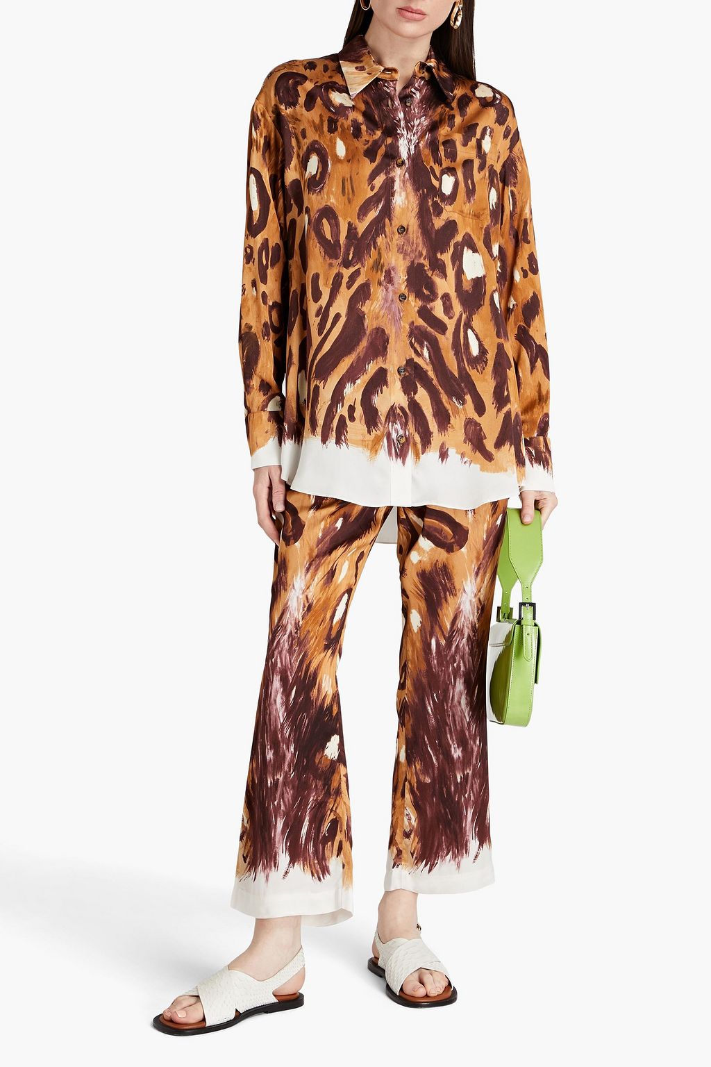 MARNI Sablé printed satin flared pants